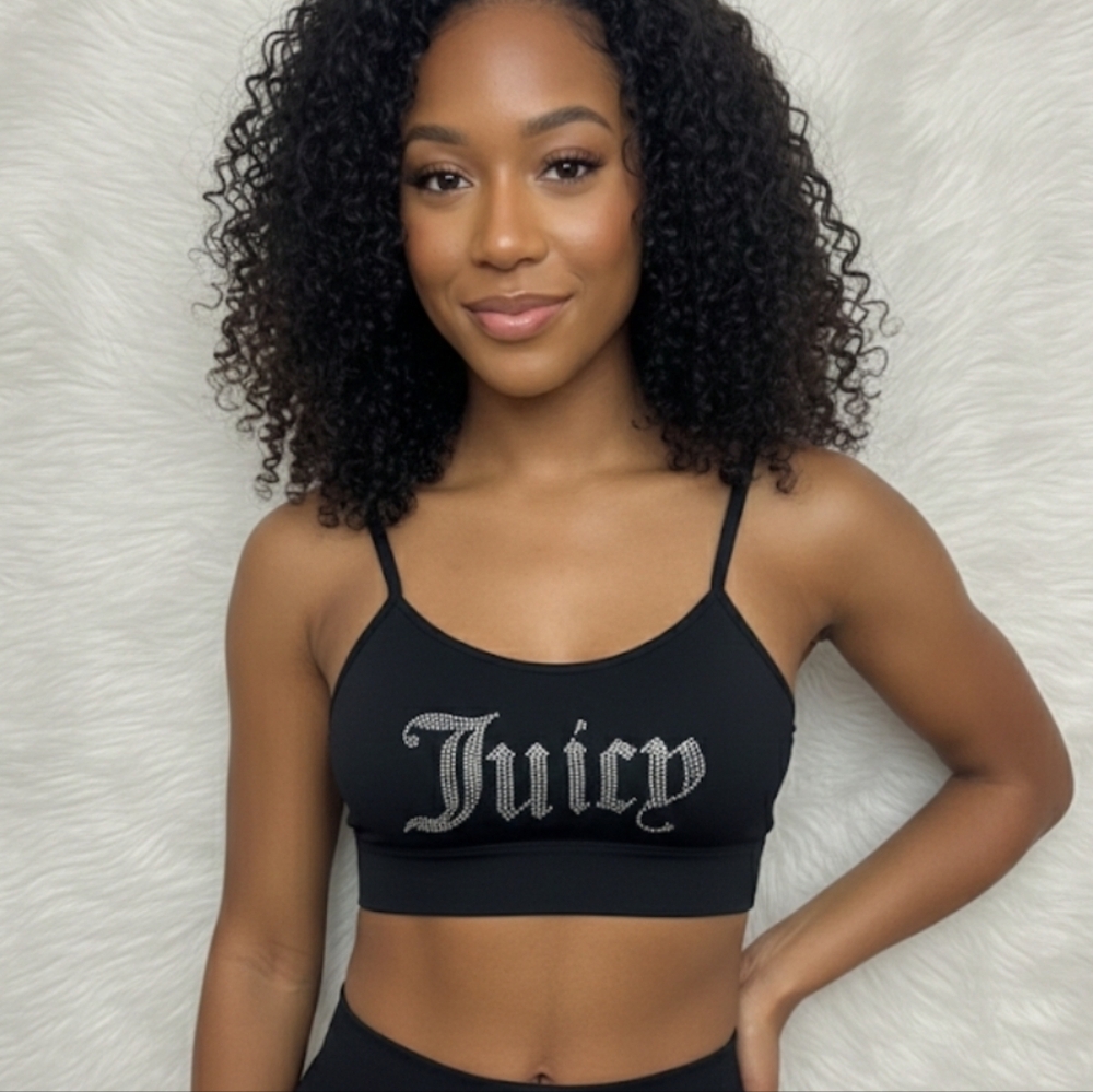 Juicy Couture Black Bralette with Rhinestone Logo - Picture 2 of 2